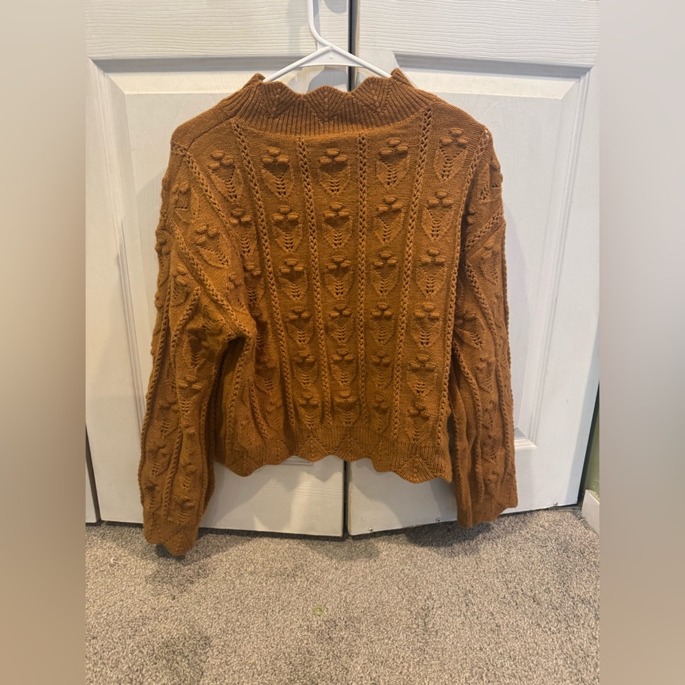 Cider Tan Textured Knit Sweater Size M - Picture 2 of 5